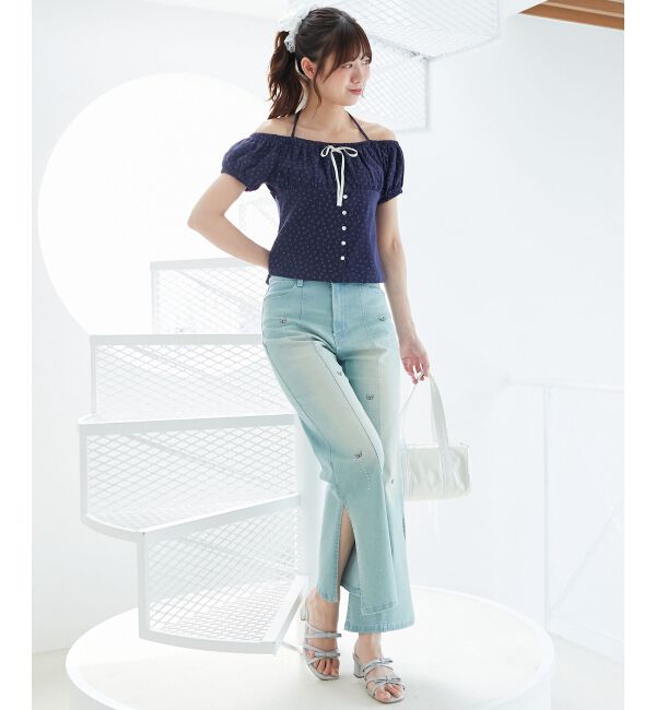  「リボン付きホルターネックカットソー」|Tシャツ・カットソー|