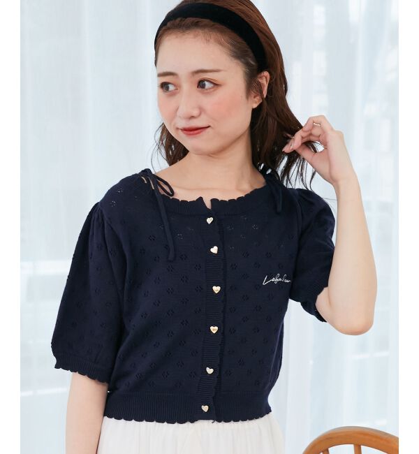  「キャミセットフラワーアイレットクルーカーデ」|カーディガン|