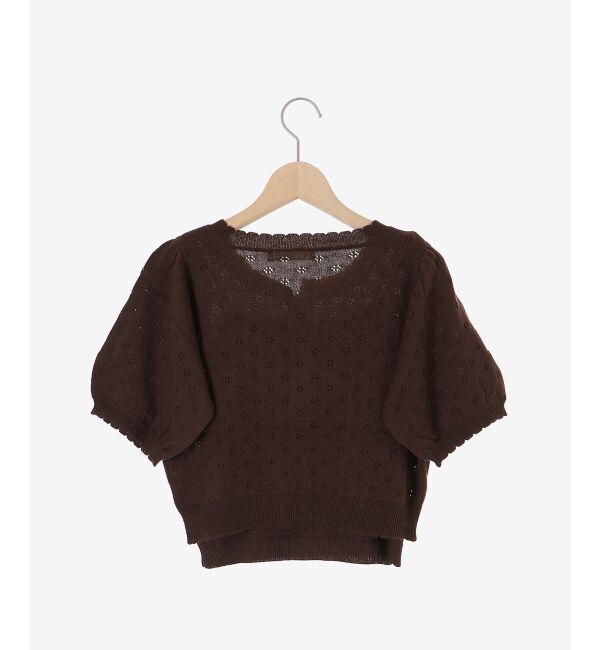  「キャミセットフラワーアイレットクルーカーデ」|カーディガン|