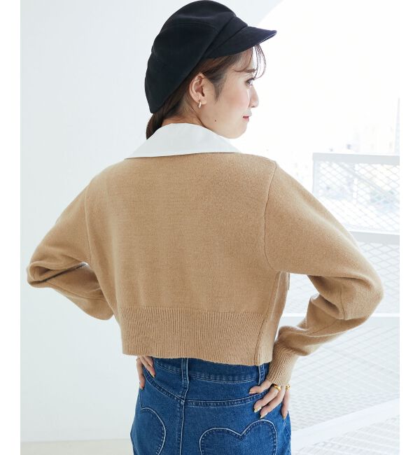  「取り外し襟付きニットカーデ」|カーディガン|