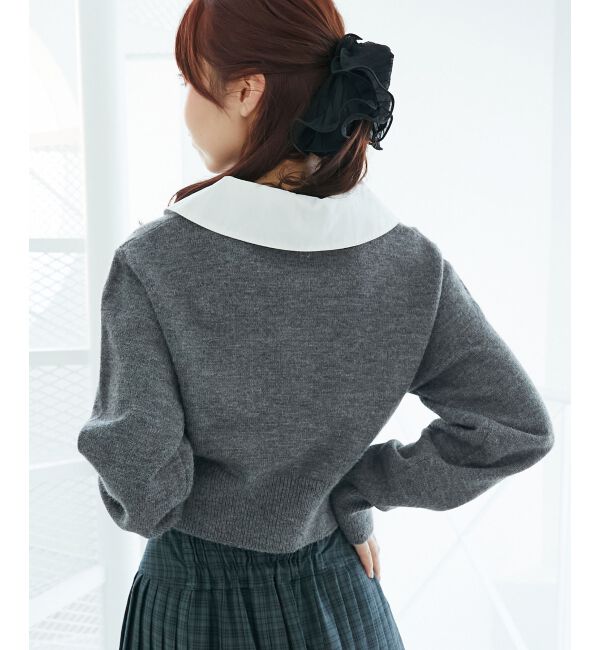  「取り外し襟付きニットカーデ」|カーディガン|