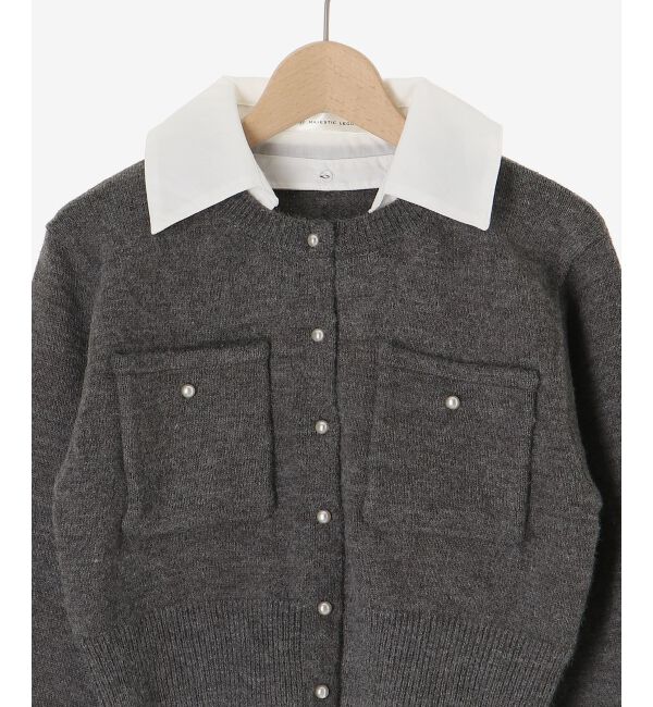  「取り外し襟付きニットカーデ」|カーディガン|