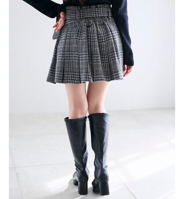  「ベルト付きプリーツミニスカパン」|スカート|