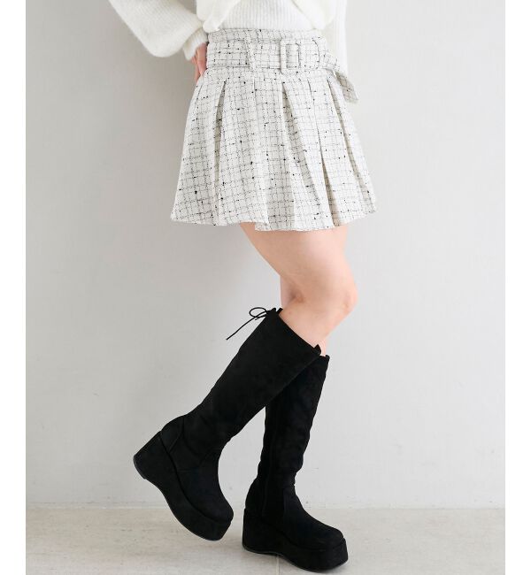 「ベルト付きプリーツミニスカパン」|スカート|