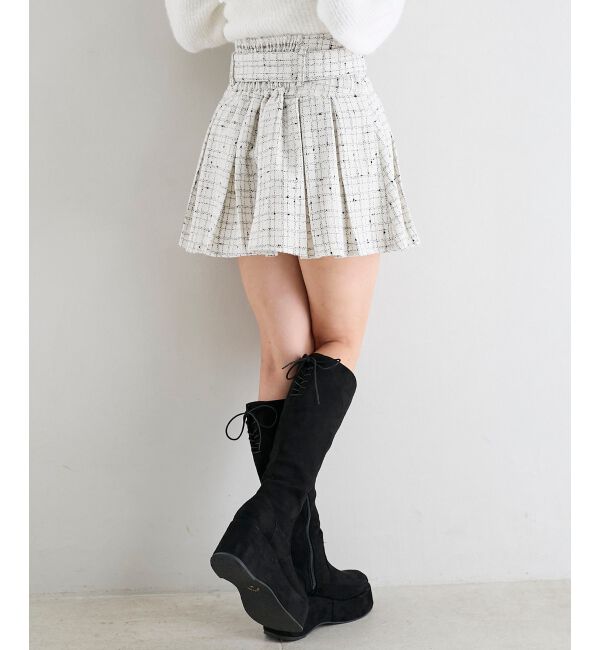  「ベルト付きプリーツミニスカパン」|スカート|