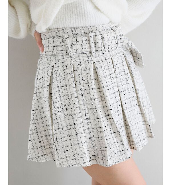  「ベルト付きプリーツミニスカパン」|スカート|