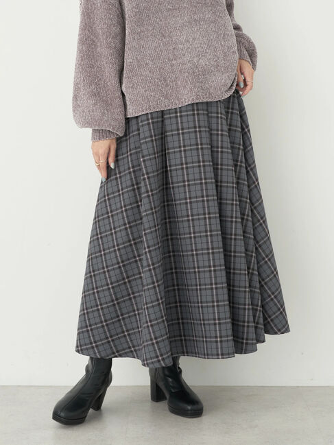earth music&ecology「チェックフレアスカート」|フレア|