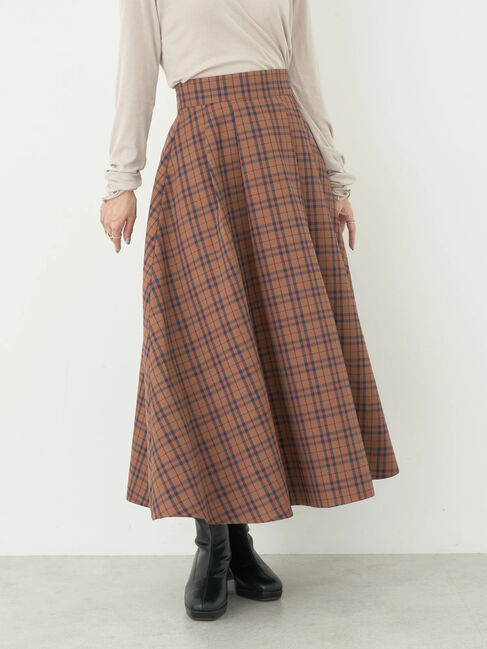 earth music&ecology「チェックフレアスカート」|フレア|