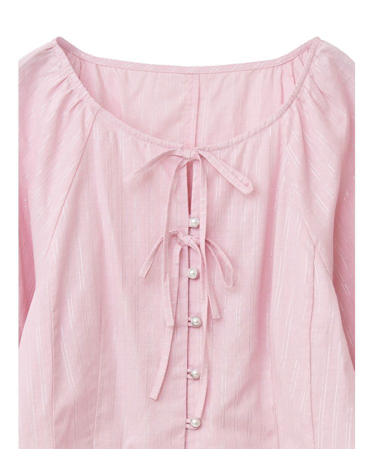 earth music&ecology「ラメストライプリボンブラウス」|シャツ・ブラウス|