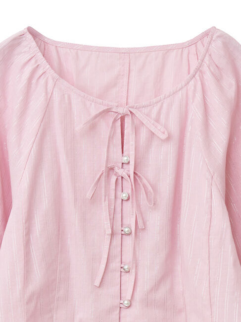 earth music&ecology「ラメストライプリボンブラウス」|シャツ・ブラウス|