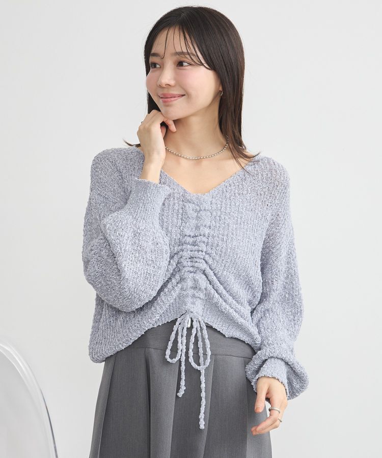 earth music&ecology「ドロストニットプルオーバー」|ニット・セーター|グレイッシュブルー