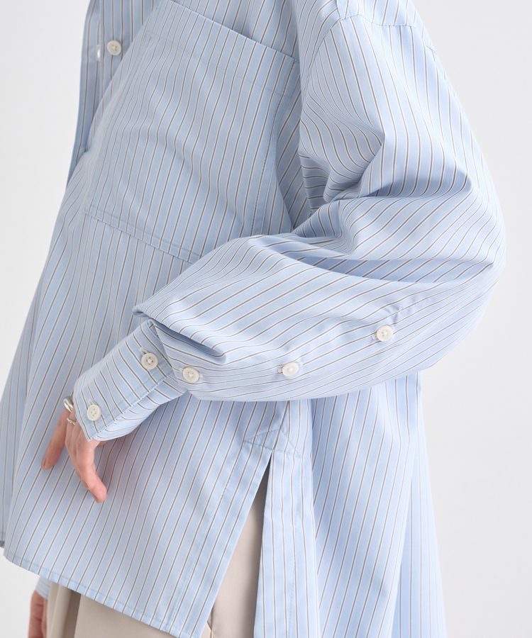 earth music&ecology「サイドスリットストライプオーバーシャツ」|シャツ・ブラウス|