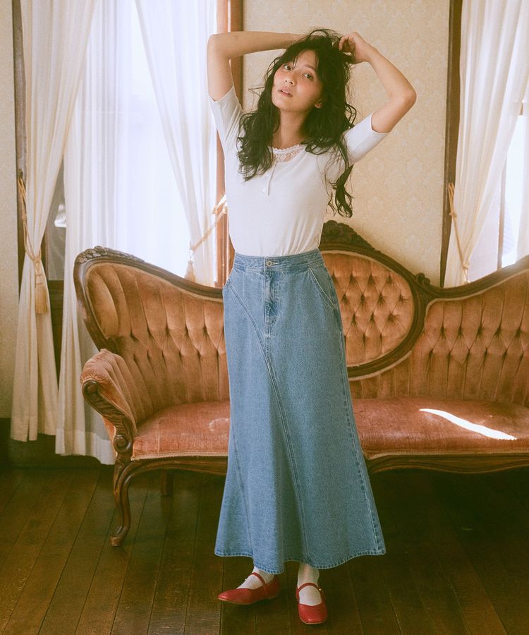 earth music&ecology「エスカルゴマーメイドデニムスカート」|フレア|