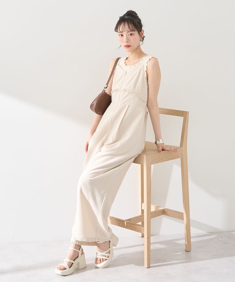 earth music&ecology「ミニフリルフロントジップロンパース」|オールインワン|