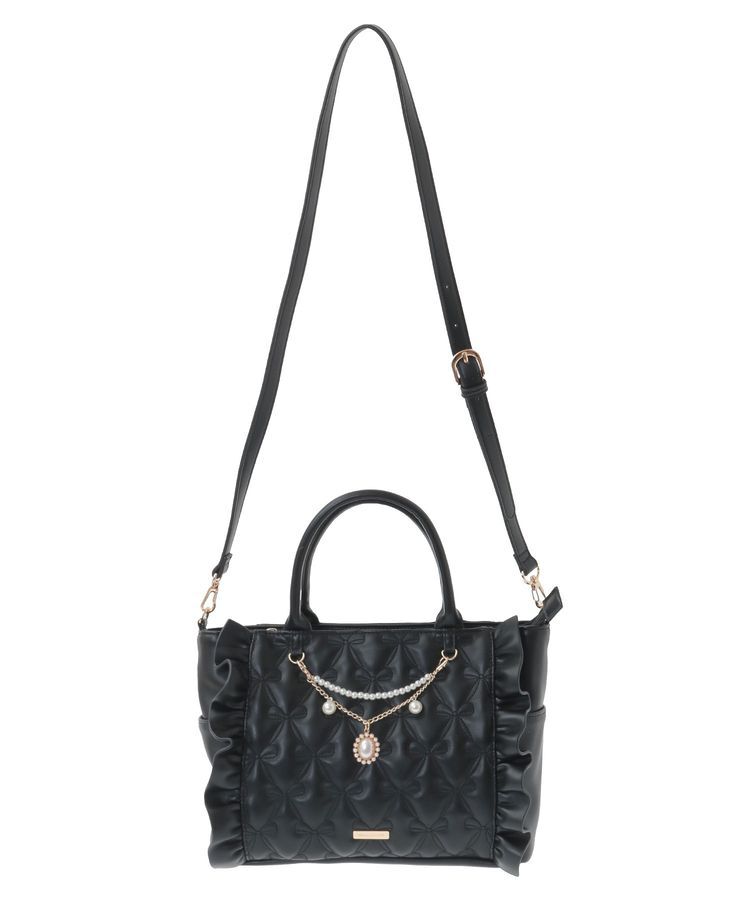 Maison de FLEUR「チャーム付きリボンキルティング2Wayトート」|トートバッグ|