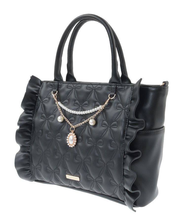 Maison de FLEUR「チャーム付きリボンキルティング2Wayトート」|トートバッグ|