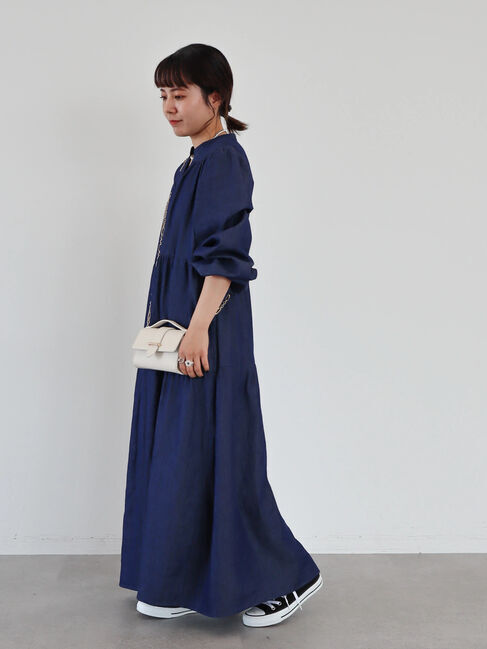  「【WEB限定・小柄女性向け】ティアードデニムロングワンピース」|ワンピース|