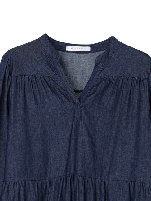  「【WEB限定・小柄女性向け】ティアードデニムロングワンピース」|ワンピース|