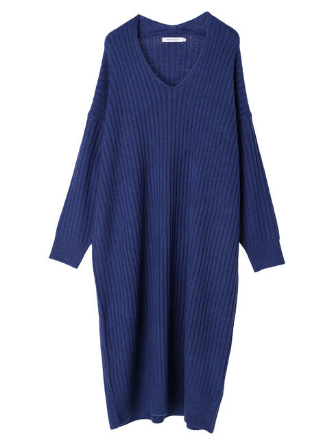  「抜け衿Vネックワイドリブワンピース」|ワンピース|