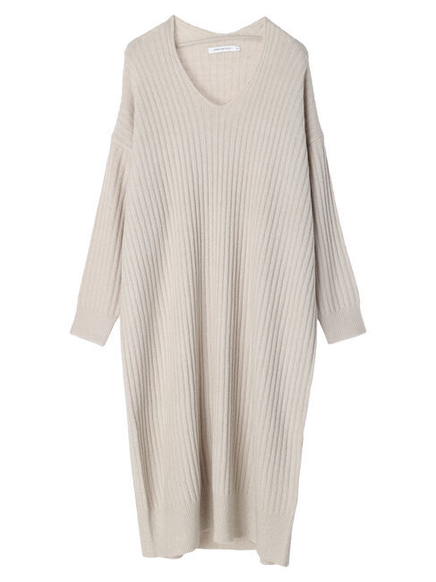  「抜け衿Vネックワイドリブワンピース」|ワンピース|