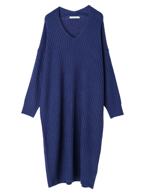  「抜け衿Vネックワイドリブワンピース」|ワンピース|