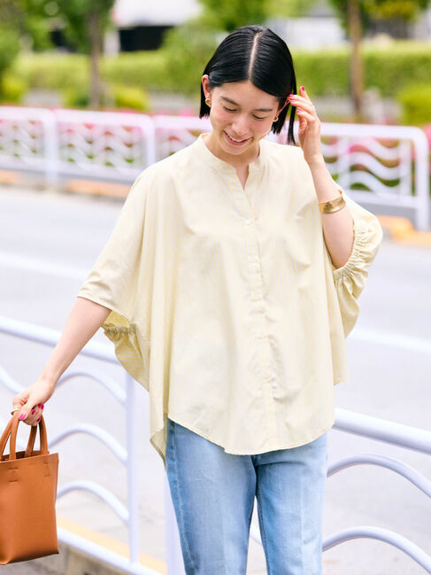 AMERICAN HOLIC「接触冷感+UVカット　ギャザースリーブブラウス」|シャツ・ブラウス|