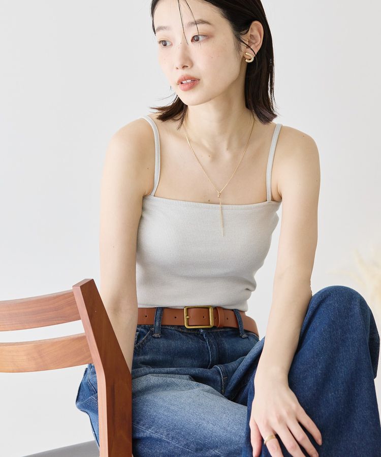 AMERICAN HOLIC「カップ付きラメリブキャミソール」|インナー|Off White