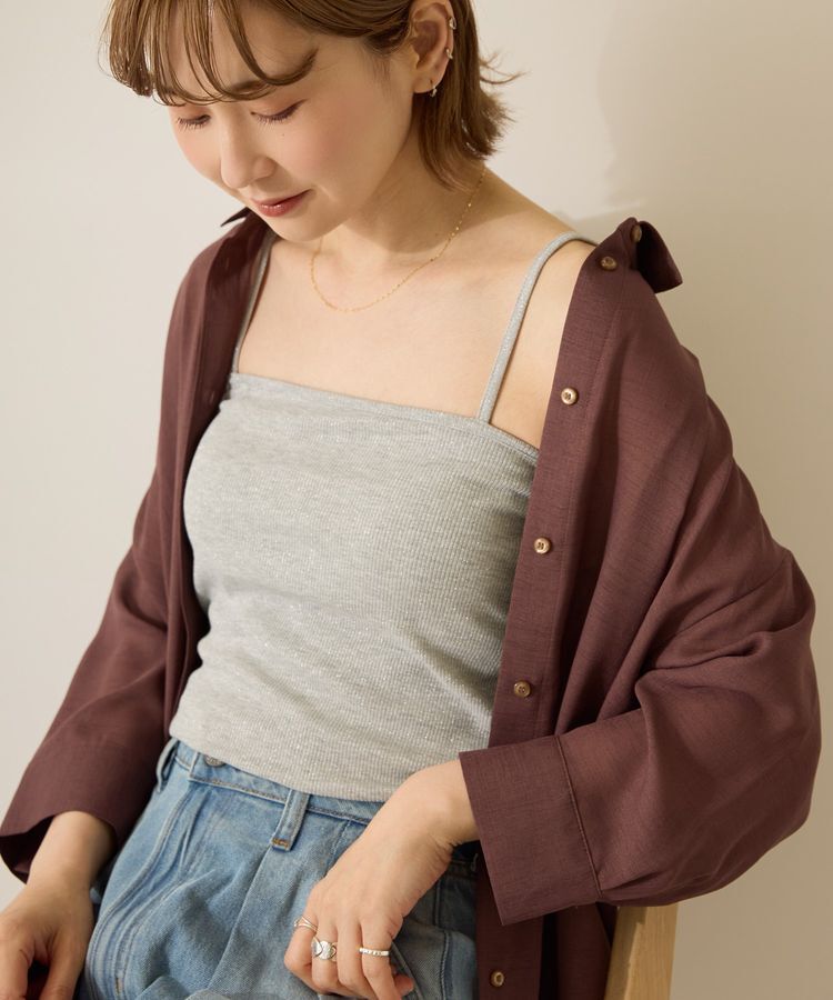 AMERICAN HOLIC「カップ付きラメリブキャミソール」|インナー|Light Gray