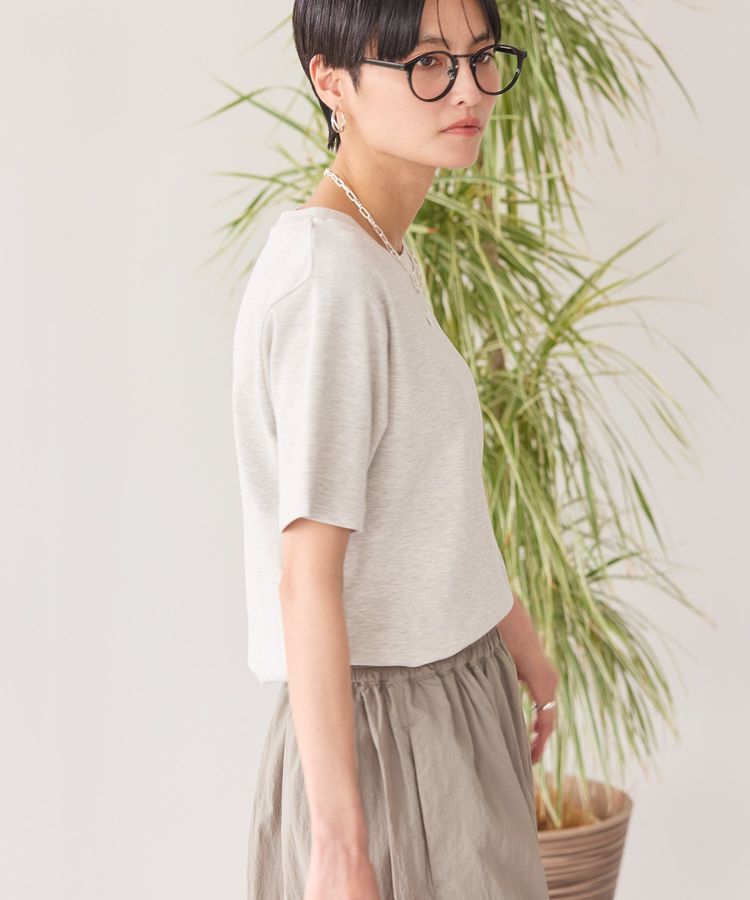 AMERICAN HOLIC「きれいめコットンベーシックTシャツ(5分袖)」|Tシャツ・カットソー|