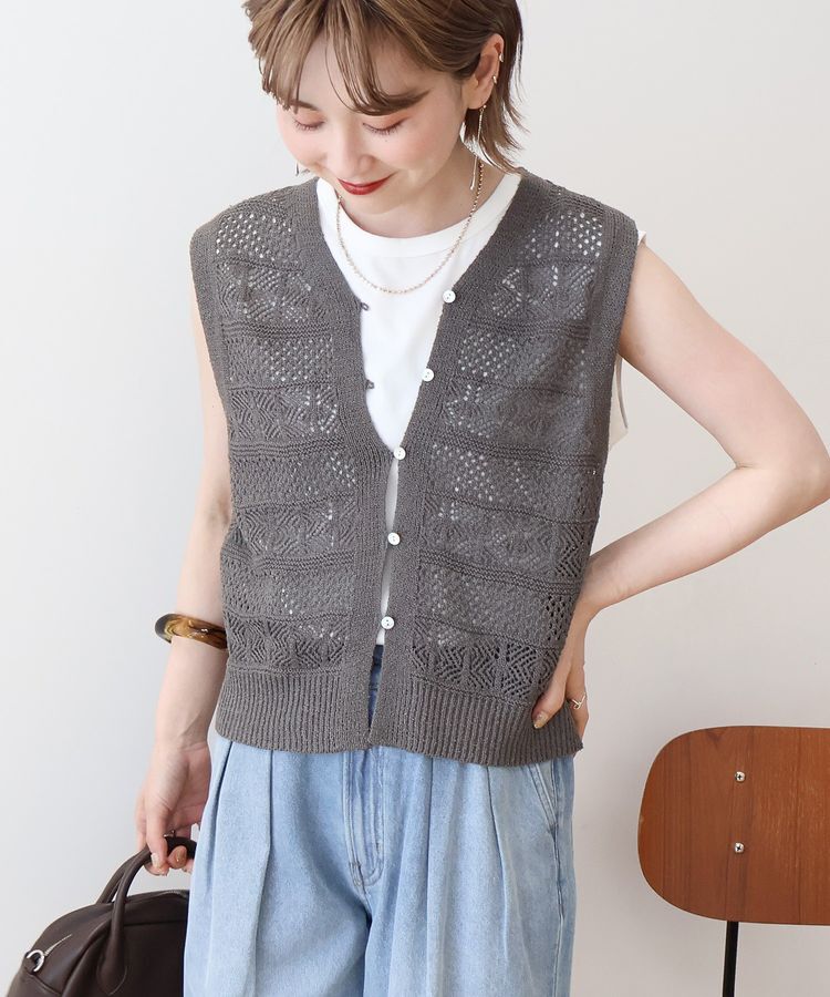 AMERICAN HOLIC「【前後2WAY】レース編みニットベスト」|ベスト・ジレ|