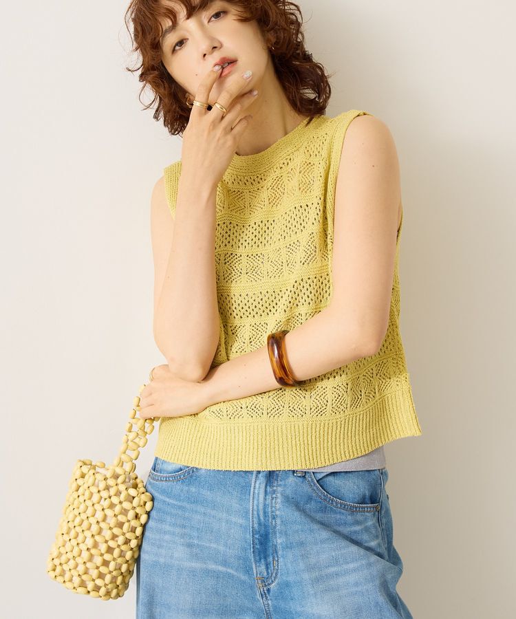 AMERICAN HOLIC「【前後2WAY】レース編みニットベスト」|ベスト・ジレ|Pistachio