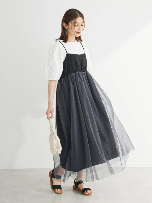 armonia「2WAYラメチュールキャミワンピース」|ワンピース|Black