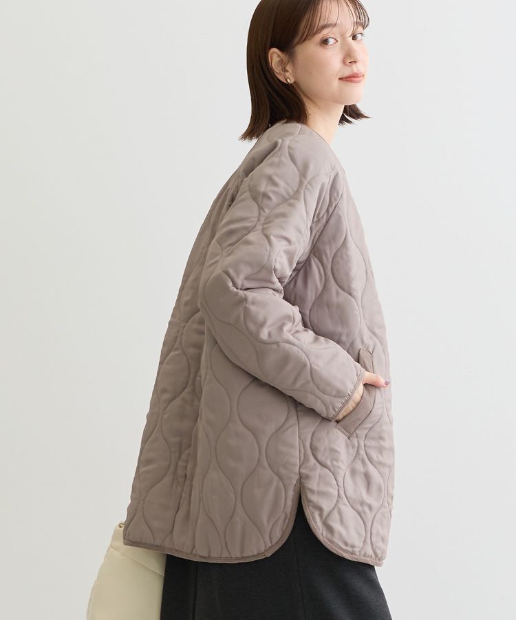 Green Parks「撥水加工 キルティングZIPブルゾン」|ブルゾン・スタジャン|Gray Beige