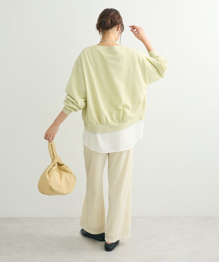 Green Parks「ショート丈ラメ裏毛ボートネックプルオーバー」|Tシャツ・カットソー|