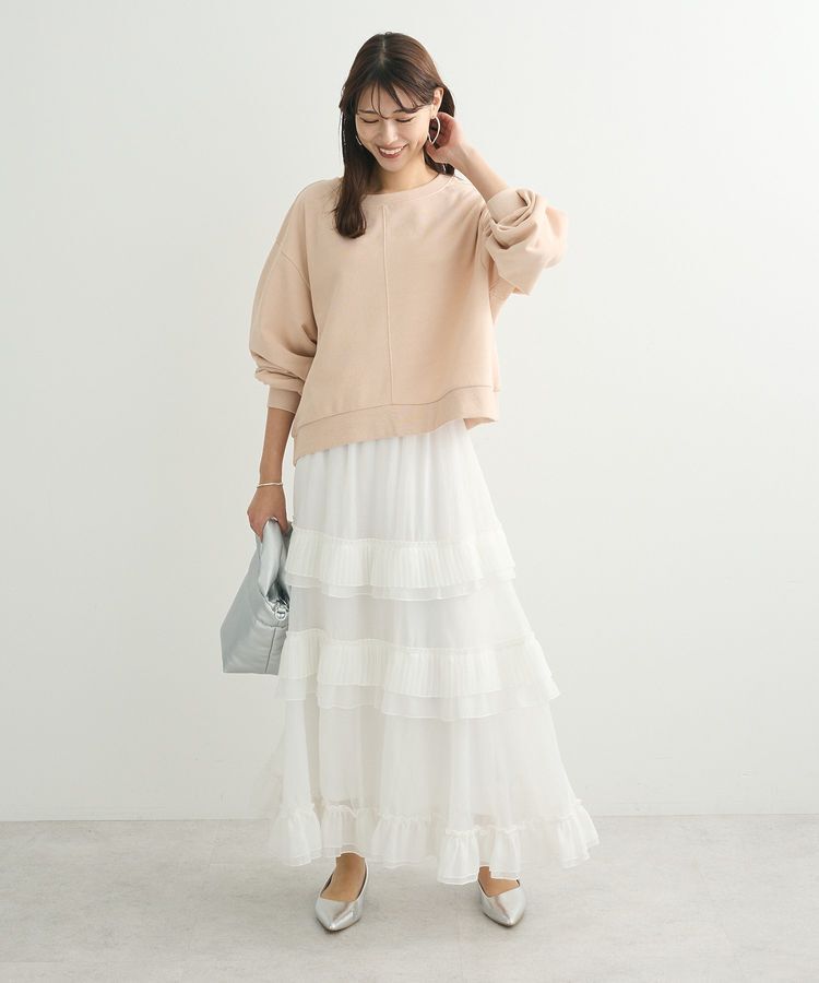 Green Parks「ショート丈ラメ裏毛ボートネックプルオーバー」|Tシャツ・カットソー|