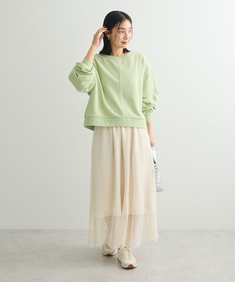 Green Parks「ショート丈ラメ裏毛ボートネックプルオーバー」|Tシャツ・カットソー|