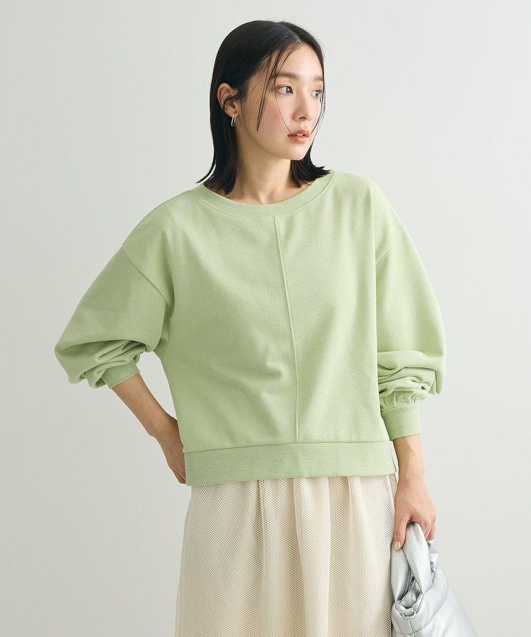 Green Parks「ショート丈ラメ裏毛ボートネックプルオーバー」|Tシャツ・カットソー|