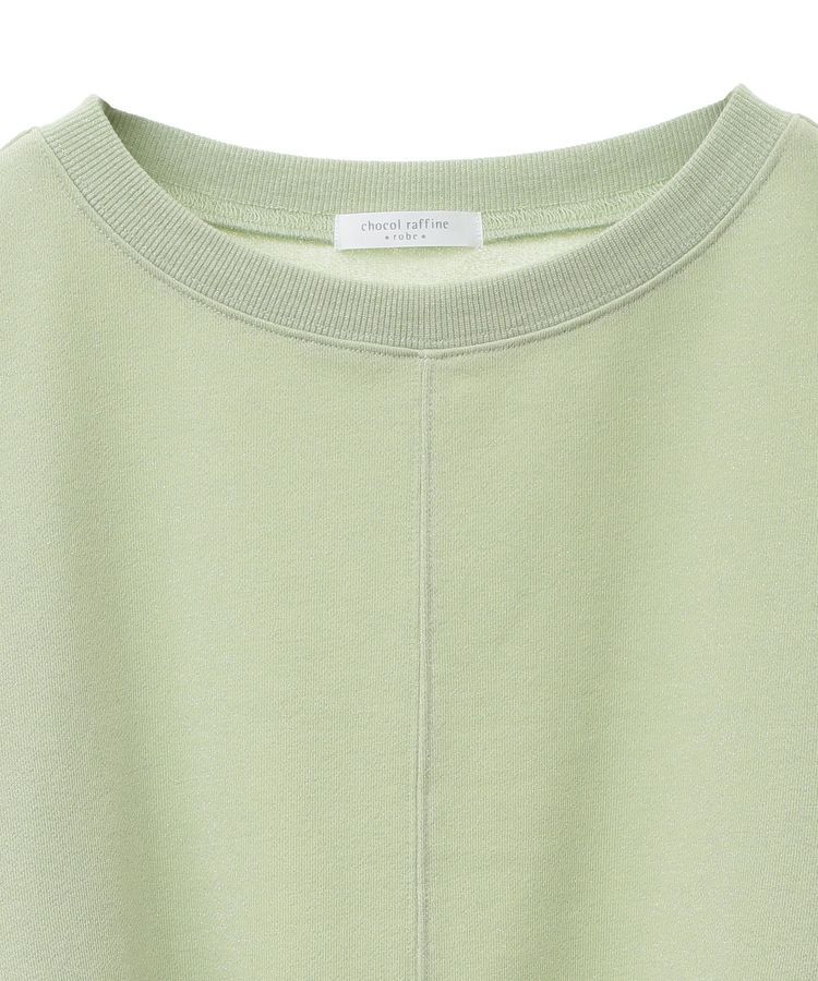 Green Parks「ショート丈ラメ裏毛ボートネックプルオーバー」|Tシャツ・カットソー|