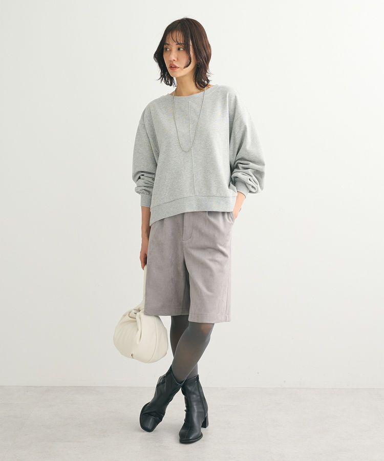 Green Parks「ショート丈ラメ裏毛ボートネックプルオーバー」|Tシャツ・カットソー|