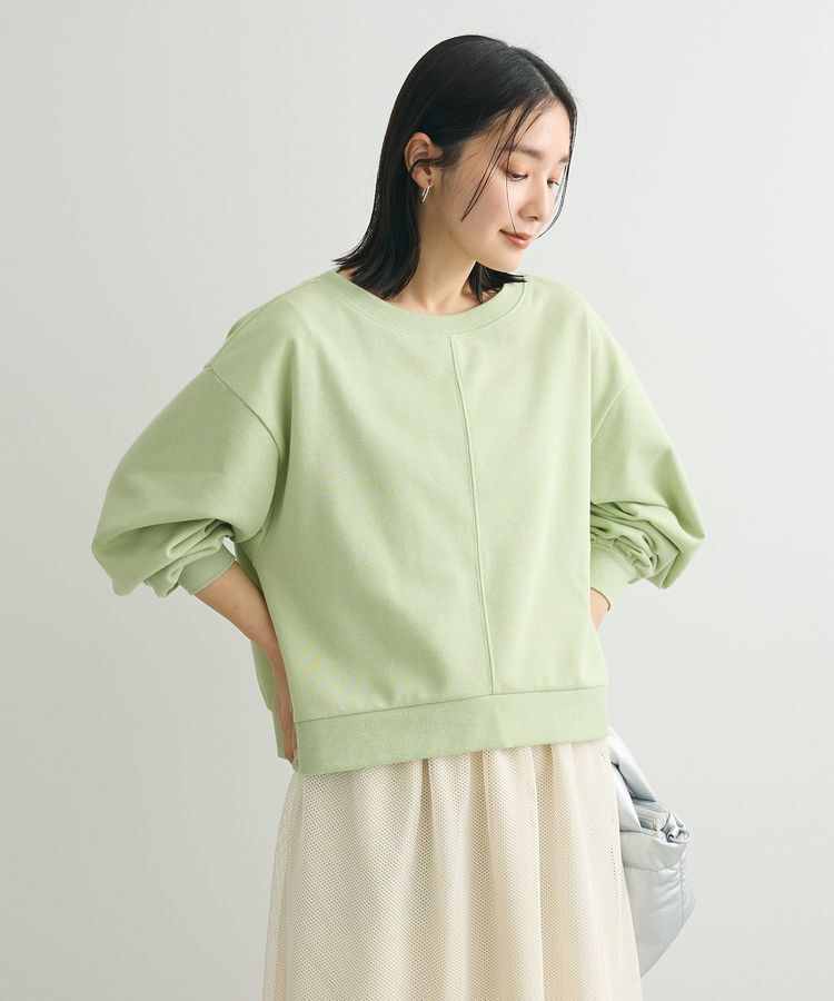 Green Parks「ショート丈ラメ裏毛ボートネックプルオーバー」|Tシャツ・カットソー|Green