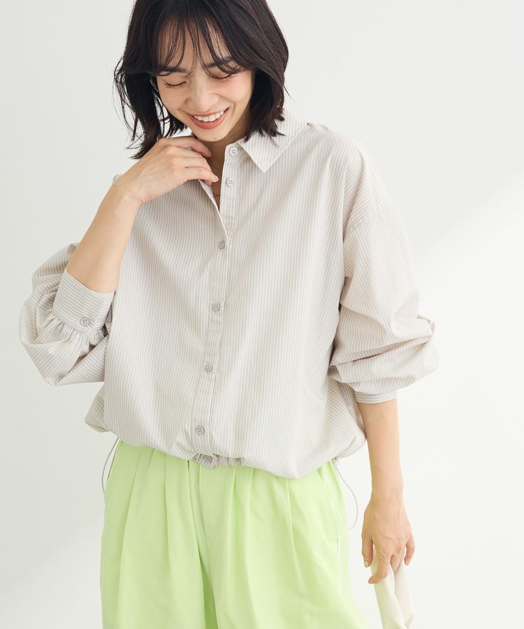 Green Parks「イージーケア裾ドロストシャツ」|シャツ・ブラウス|Gray