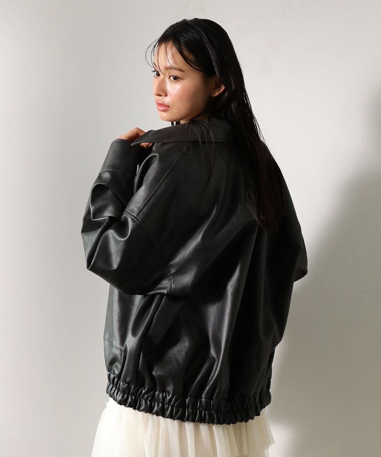 Green Parks「・ELENCARE DUE 合皮ステンカラーブルゾン」|ブルゾン・スタジャン|