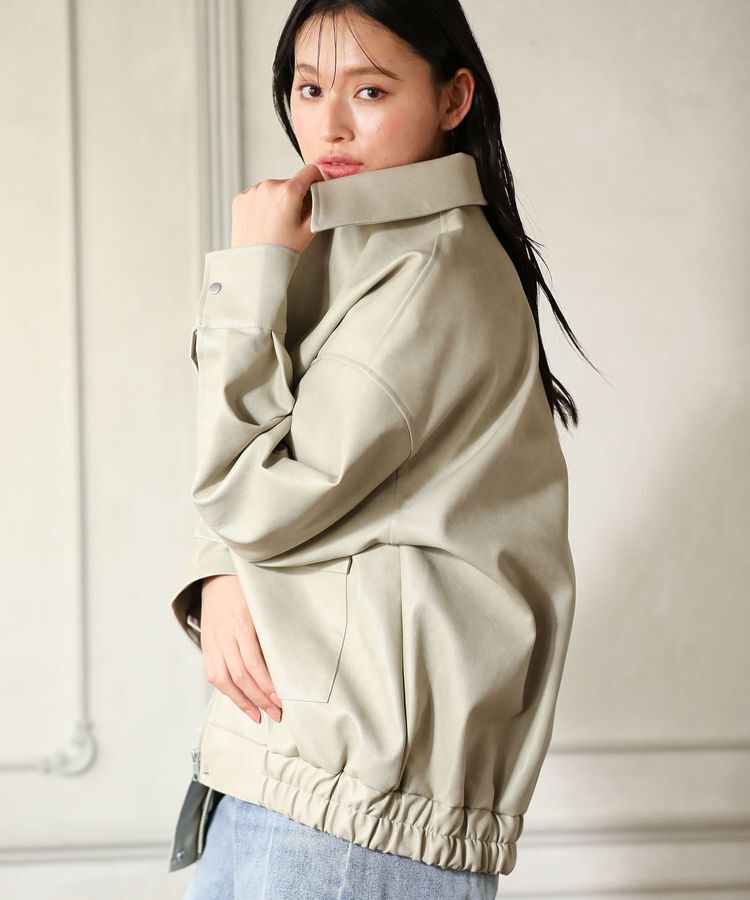 Green Parks「・ELENCARE DUE 合皮ステンカラーブルゾン」|ブルゾン・スタジャン|