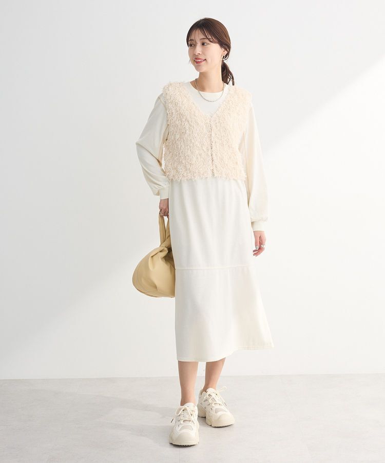 Green Parks「SET2点ベスト+配色ステッチワンピース」|ワンピース|Ivory