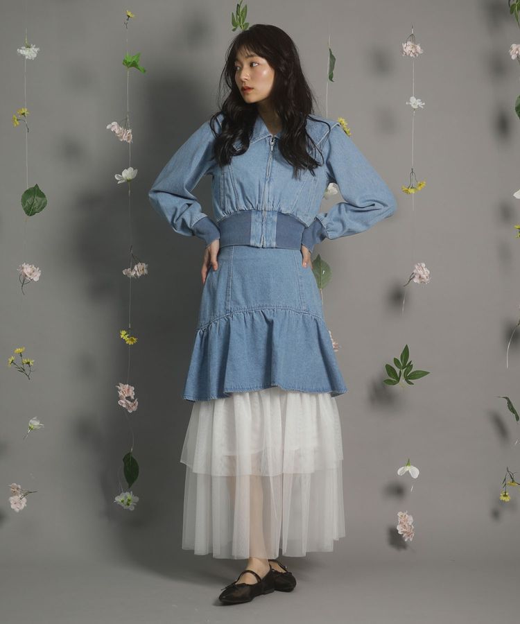 Green Parks「dazzlin 襟付きデニムショートzipブルゾン」|ブルゾン・スタジャン|