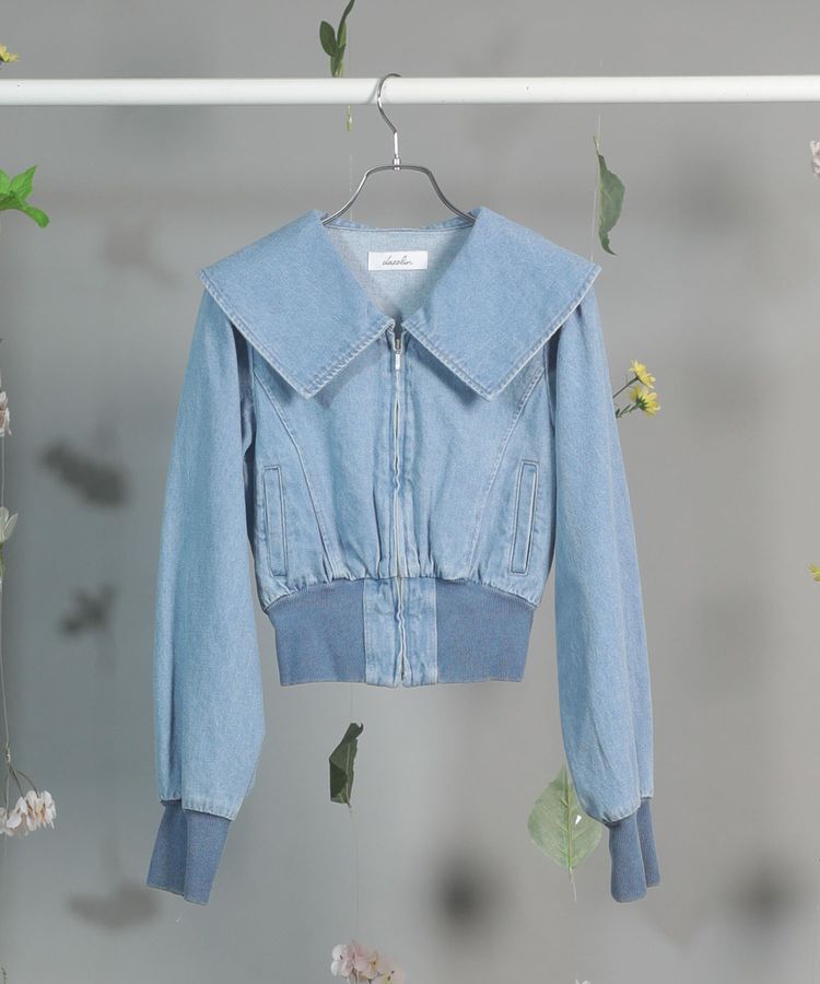 Green Parks「dazzlin 襟付きデニムショートzipブルゾン」|ブルゾン・スタジャン|