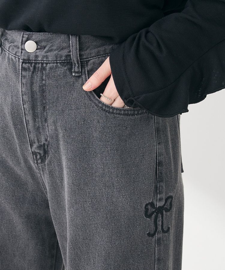 Green Parks「・DOUBLE FLAGS サイドリボン刺繍デニム」|デニム|