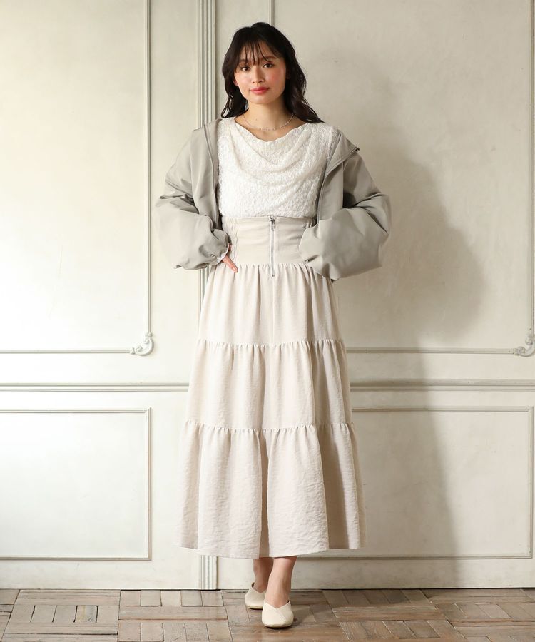 Green Parks「・ELENCARE DUE リネンライクティアードスカート」|フレア|