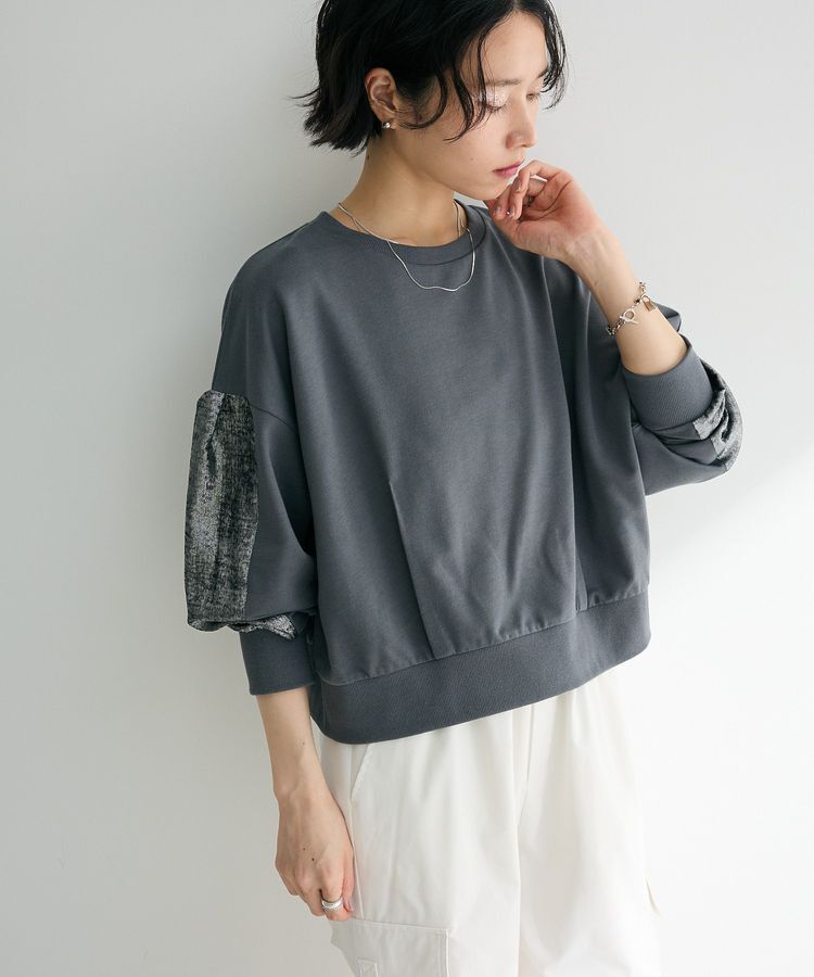 Green Parks「箔プリントドッキング裏毛プルオーバー」|スウェット・ジャージ|