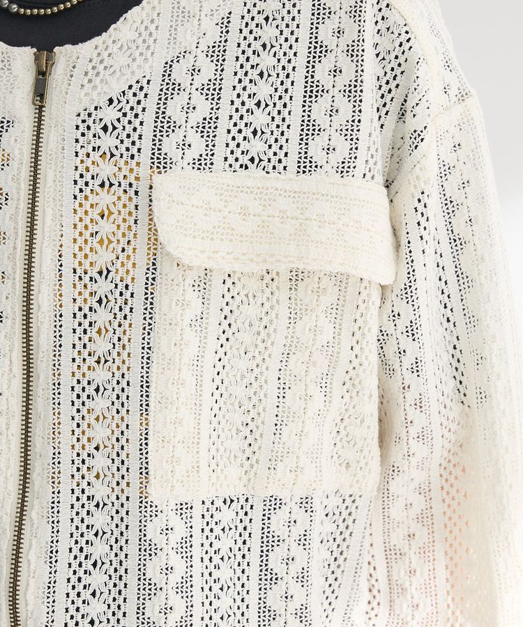 Green Parks「インド綿 レースシャツブルゾン」|カーディガン|